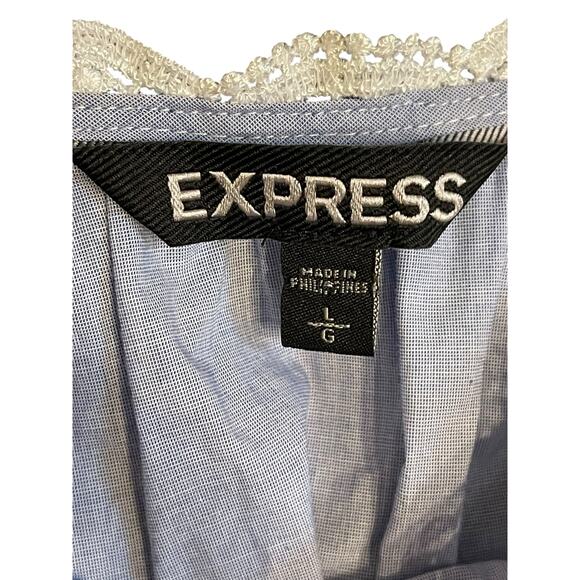 Express Light Blue Spaghetti-Strap Tank Top w/ Lace Trim Size Large - Picture 7 of 8